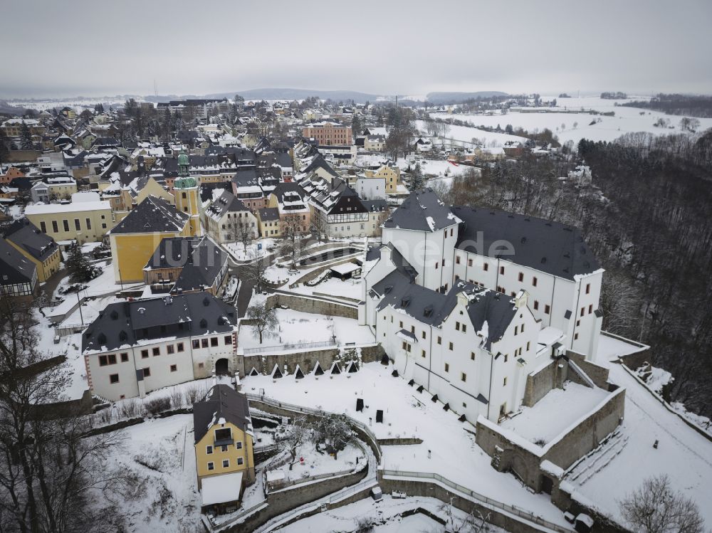 Luftaufnahme Wolkenstein - Winterluftbild Schloss Wolkenstein in Wolkenstein im Bundesland Sachsen, Deutschland