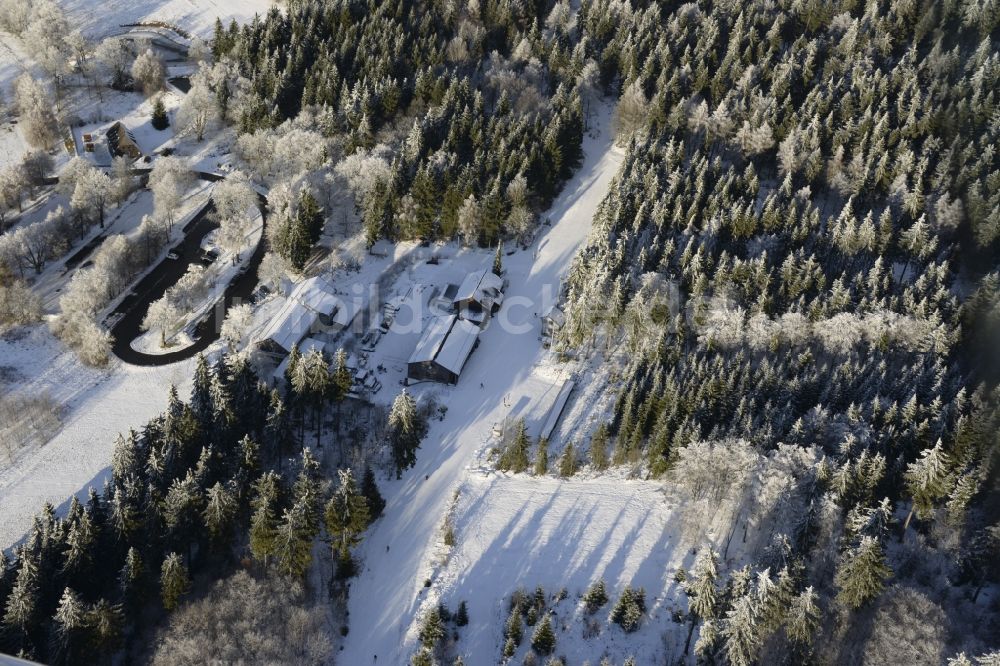 Bärnau aus der Vogelperspektive: Winterluftbild Skilanglaufzentrum Silberhütte in Bärnau im Bundesland Bayern, Deutschland