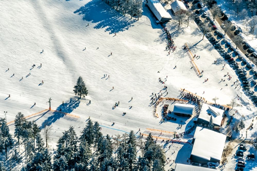 Baiersbronn von oben - Winterluftbild Skiliftzentrum am Ruhestein in Baiersbronn im Bundesland Baden-Württemberg, Deutschland