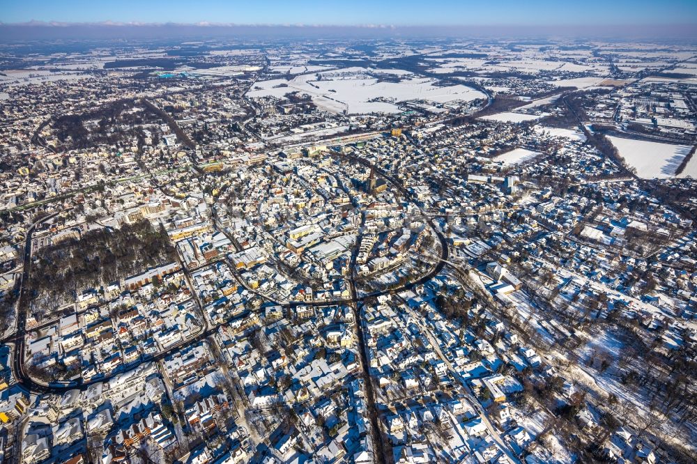 Luftbild Unna - Winterluftbild Stadtansicht vom Innenstadtbereich in Unna im Bundesland Nordrhein-Westfalen, Deutschland