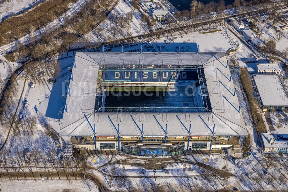 Luftaufnahme Duisburg - Winterluftbild Wedau Sportpark mit der Schauinsland-Reisen-Arena ( ehemals Wedaustadion ) in Duisburg im Bundesland Nordrhein-Westfalen