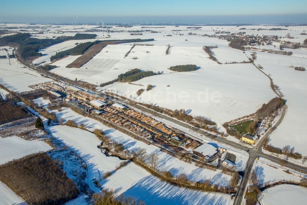 Luftbild Rüthen - Winterluftbild Werksgelände der Ernst Fisch GmbH & Co. KG Möhnetal in Rüthen im Bundesland Nordrhein-Westfalen