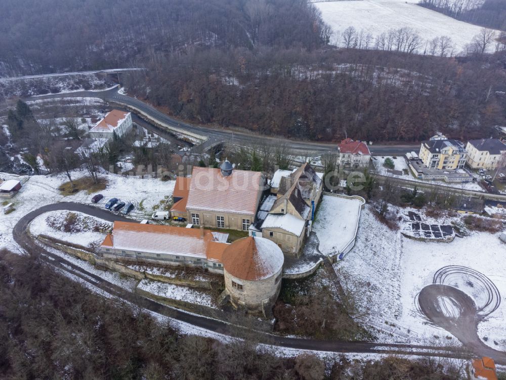 Dohna von oben - Winterluftbild Wohngebiet am Feldrand in Dohna im Bundesland Sachsen, Deutschland