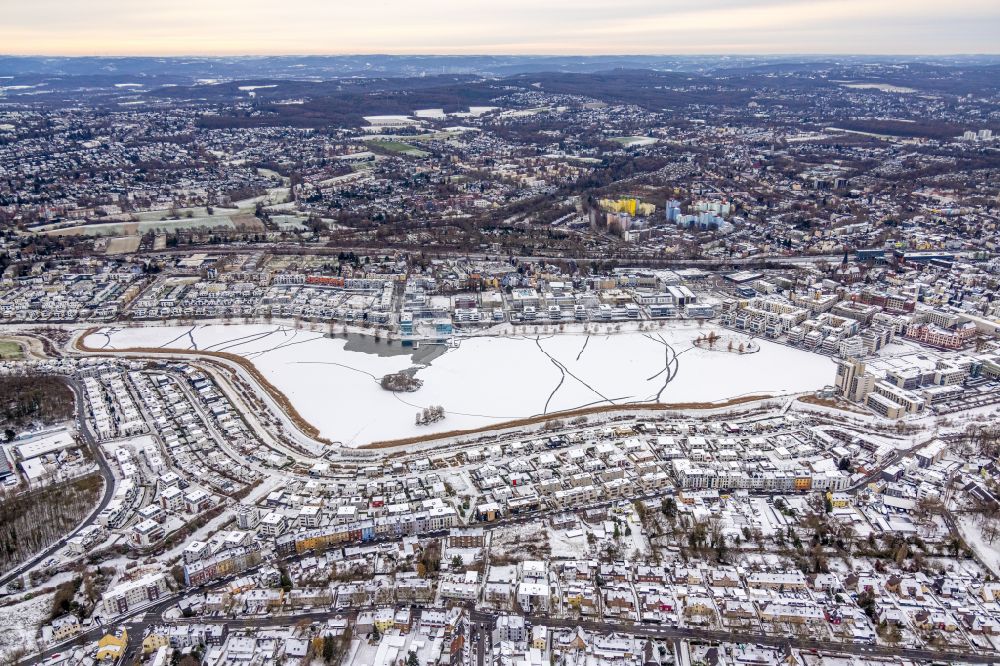 Luftbild Dortmund - Winterluftbild Wohngebiete am Phoenix See in Dortmund im Bundesland Nordrhein-Westfalen