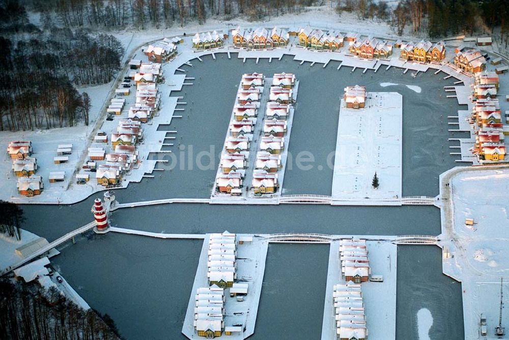 Luftaufnahme Rheinsberg - Winterstimmung im Hafendorf Rheinsberg