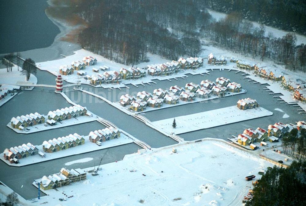 Luftbild Rheinsberg - Winterstimmung im Hafendorf Rheinsberg