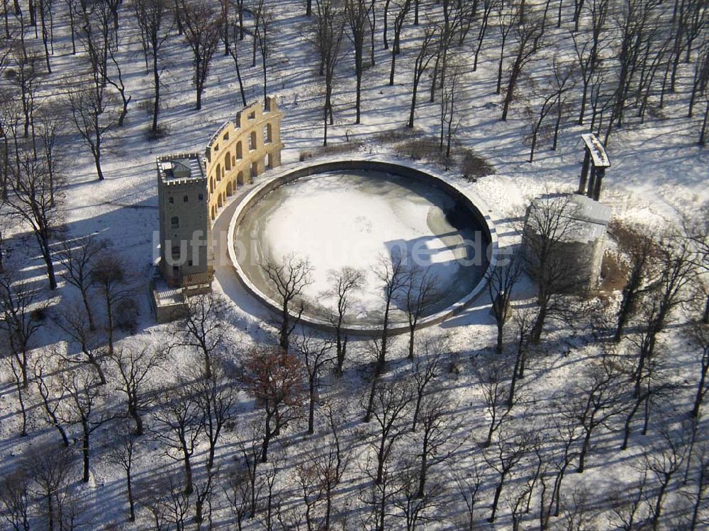 Luftaufnahme Potsdam/Brandenburg - Winterstimmung auf dem Ruinenberg am Schloß Sanssouci in Potsdam Webmaster@Park-Sanssouci