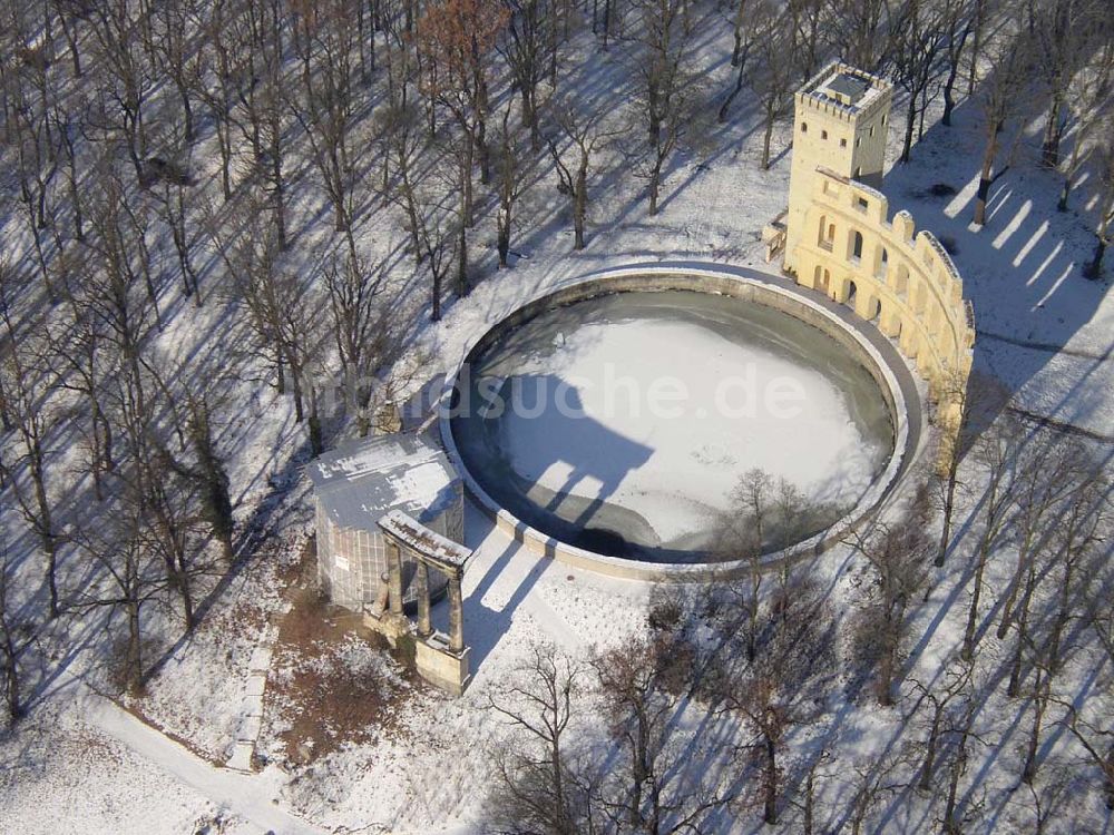 Potsdam/Brandenburg aus der Vogelperspektive: Winterstimmung auf dem Ruinenberg am Schloß Sanssouci in Potsdam Webmaster@Park-Sanssouci