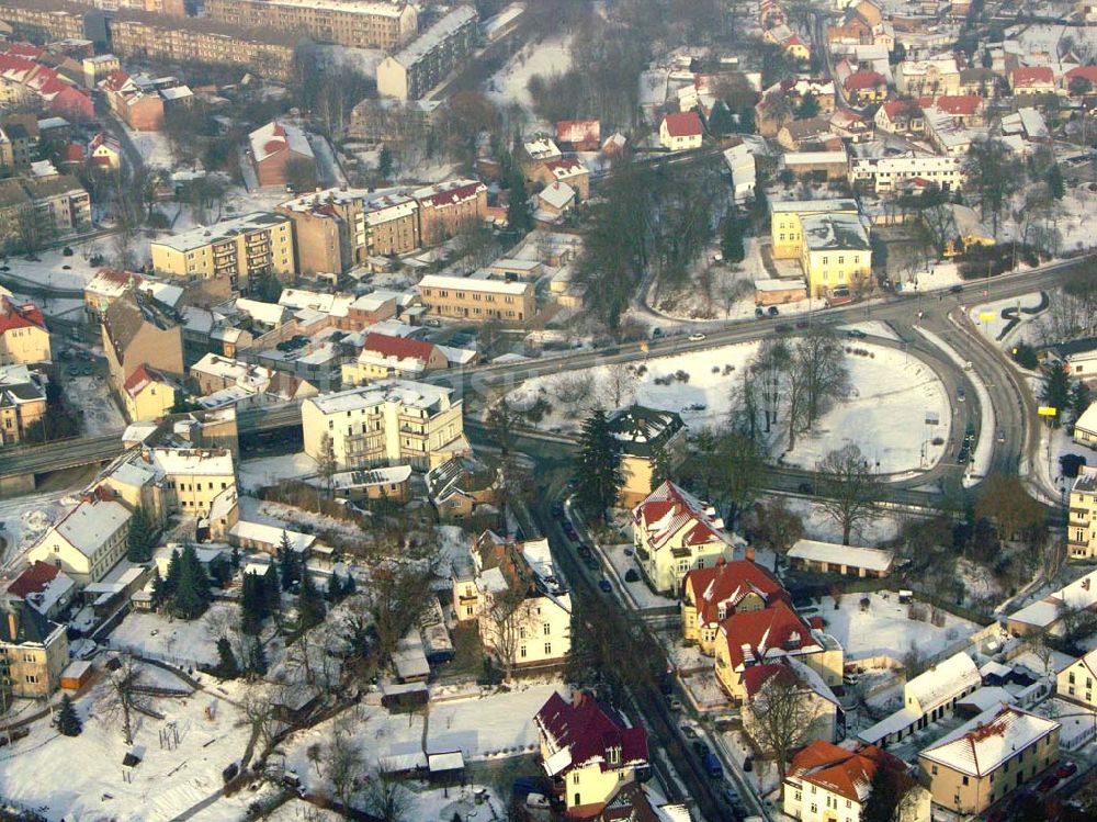 Bad Freienwalde / Brandenburg aus der Vogelperspektive: Winterstimmung im Stadtzetrum Bad Freienwalde 24.01.2006