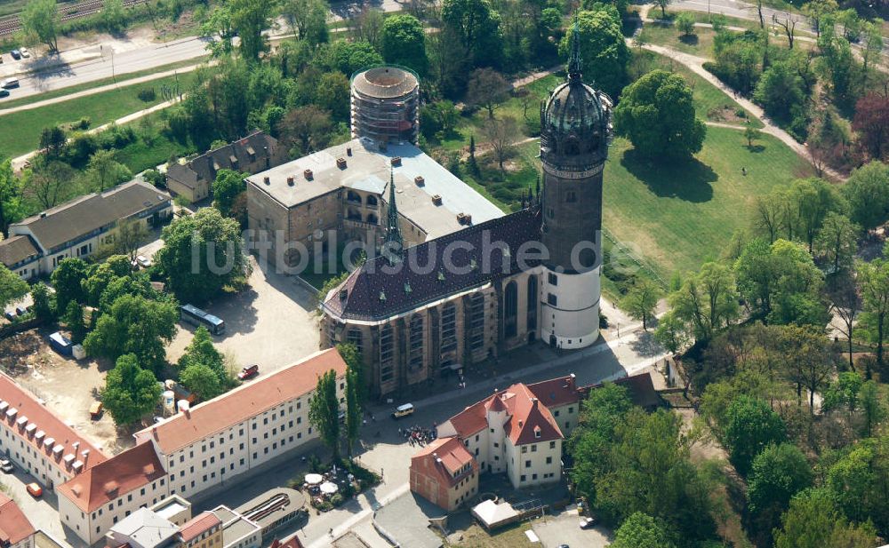 Luftaufnahme Lutherstadt Wittenberg - Wittenberg Schlosskirche