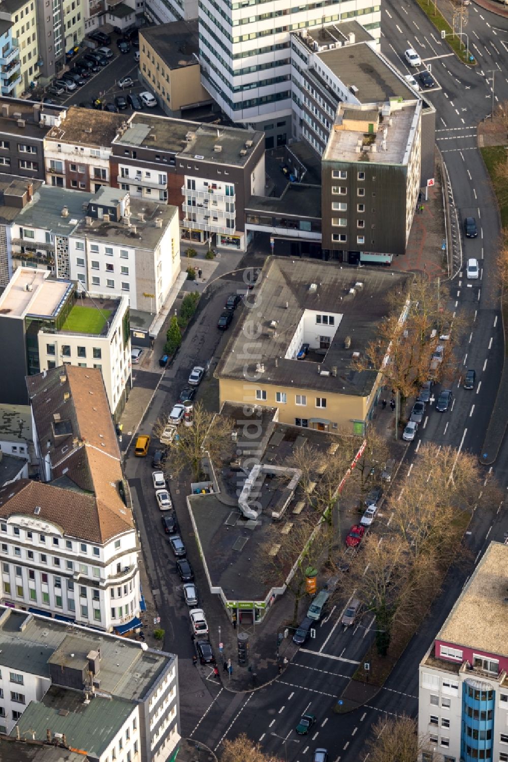 Luftbild Bochum - Wohn- und Geschäftshaus Viertel entlang des Südring - Hellweg - Luisenstraße in Bochum im Bundesland Nordrhein-Westfalen, Deutschland