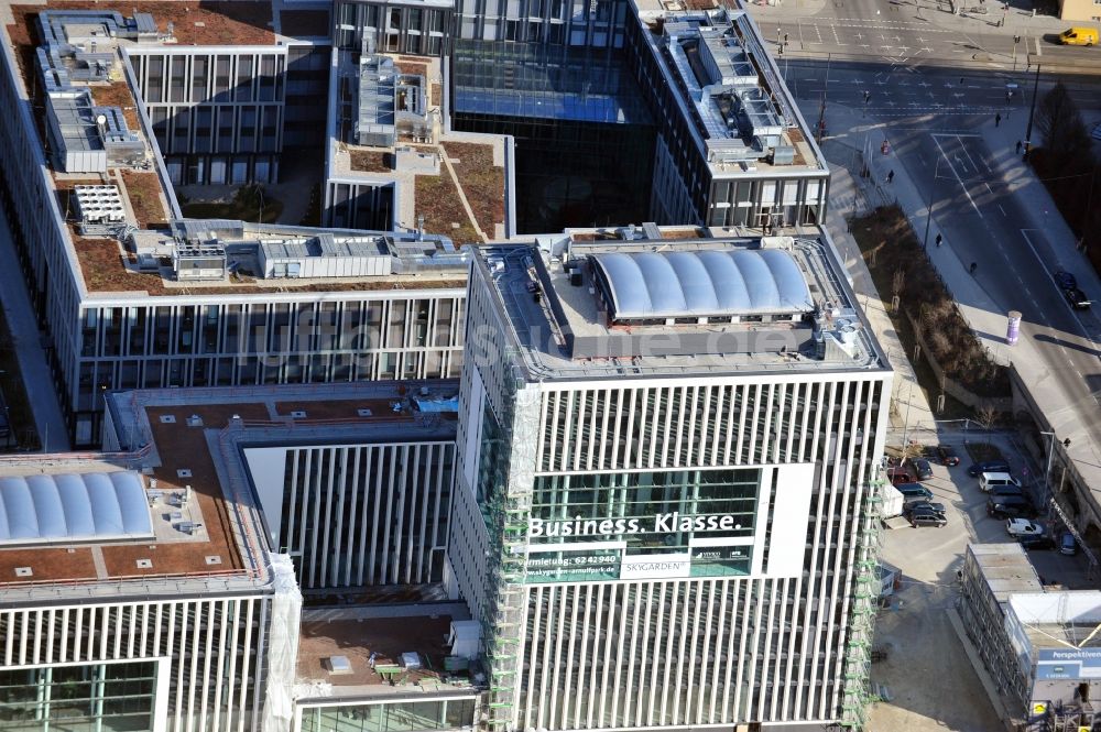 Luftaufnahme München - Wohn- und Geschäftshaus Viertel Skygarden im Ortsteil Maxvorstadt in München im Bundesland Bayern, Deutschland