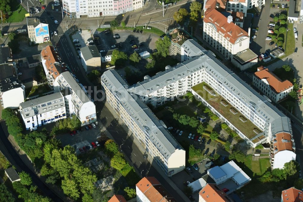 Luftbild Leipzig - Wohn- und Geschäftshaus Viertel zwischen der Berliner Straße und der Erich-Weinert-Straße in Leipzig im Bundesland Sachsen, Deutschland