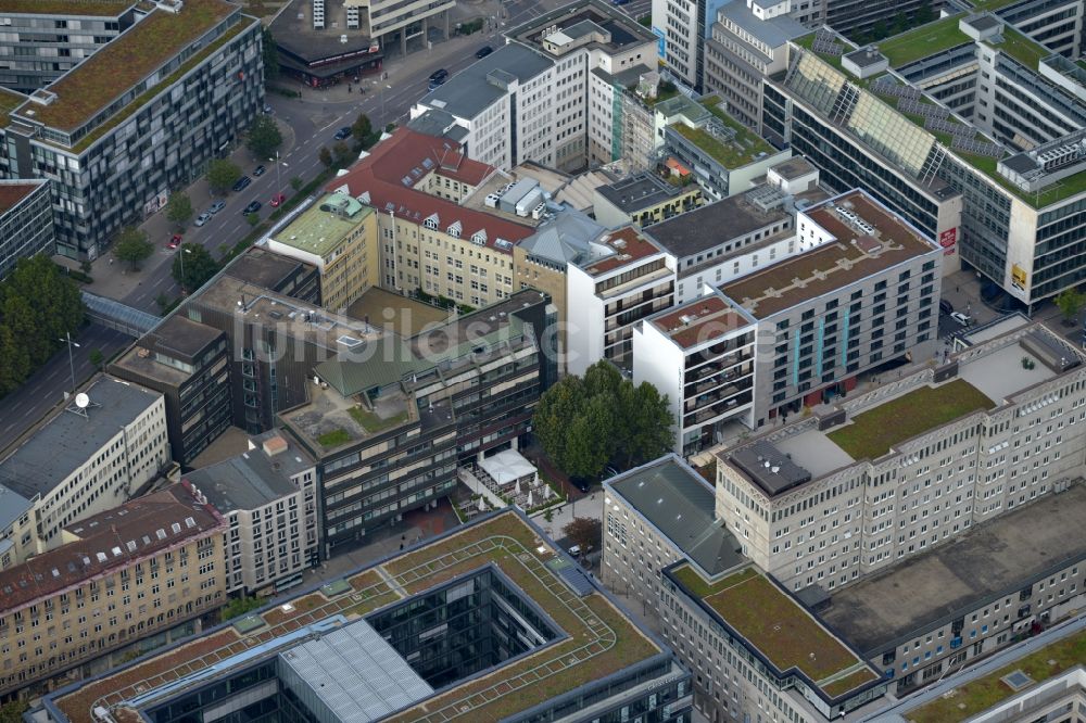 Stuttgart von oben - Wohn-und Geschäftshausneubau in der Lautenschlagerstraße in Stuttgart in Baden-Württemberg