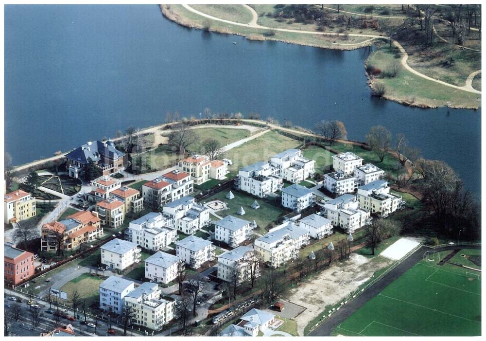 Luftaufnahme Potsdam - Wohnanlage der Bayerischen Hausbau auf dem Glienicker Horn an der Glienicker Brücke in Potsdam.