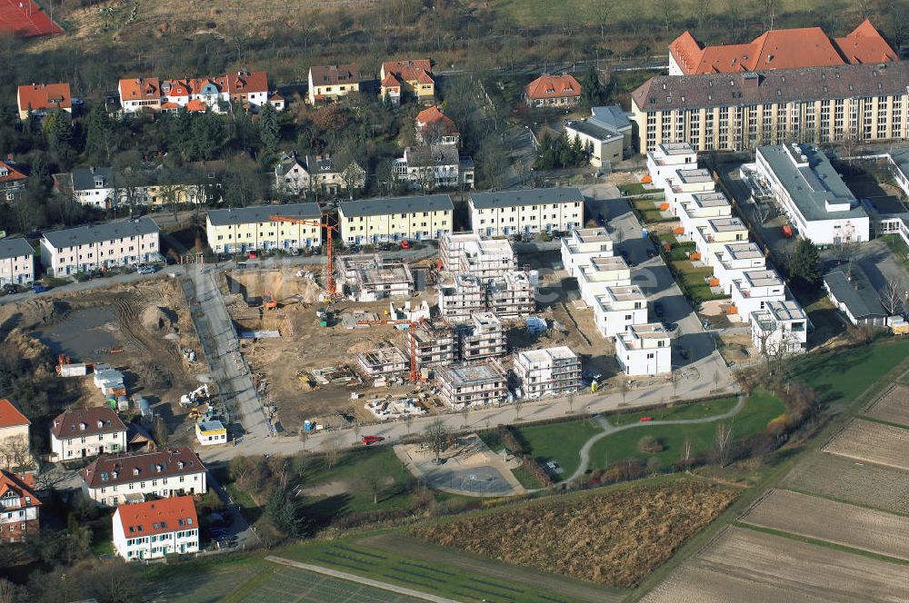 Berlin aus der Vogelperspektive: Wohnanlagenneubau in Berlin-Dahlem der cds Wohnbau Berlin GmbH