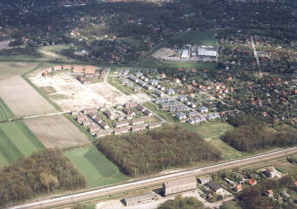 Dallgow / Brandenburg aus der Vogelperspektive: Wohnanlagenneubau der Content Berlin Bauträger GmbH in Dallgow / Brandenburg