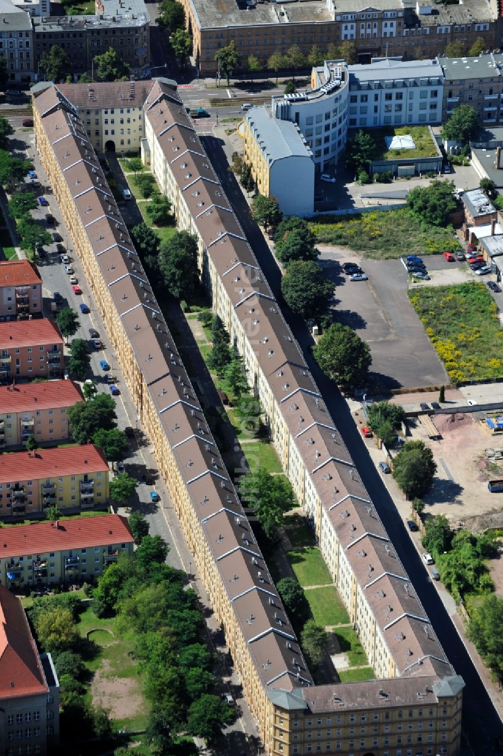 Halle (Saale) aus der Vogelperspektive: Wohnbauanlage in Halle (Saale) im Bundesland Sachsen-Anhalt