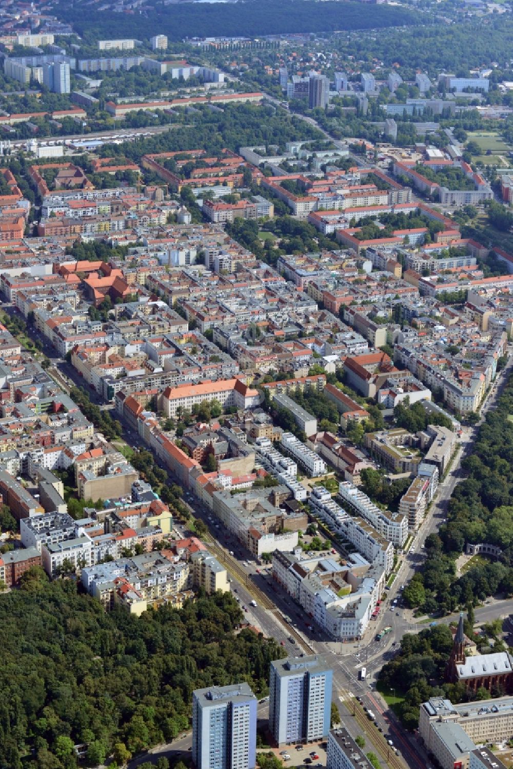 Berlin aus der Vogelperspektive: Wohnblock Am Friedrichshain in Berlin 