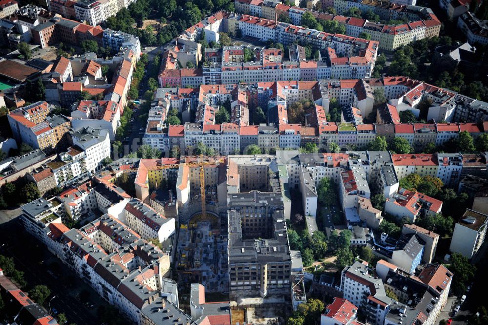 Luftaufnahme Berlin Mitte - Wohngebiet an der Baustelle des ehemaligen Secura-Werks für Fein- und Elektromechanik in Berlin-Mitte