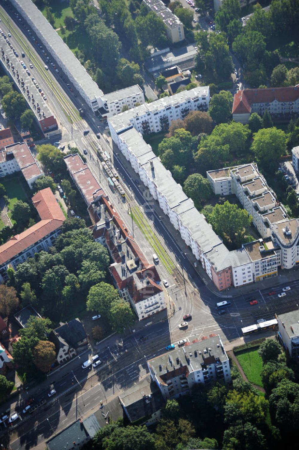 Luftaufnahme Berlin Weißensee - Wohngebiet an der Berliner Allee Ecke Buschallee in Berlin-Weißensee