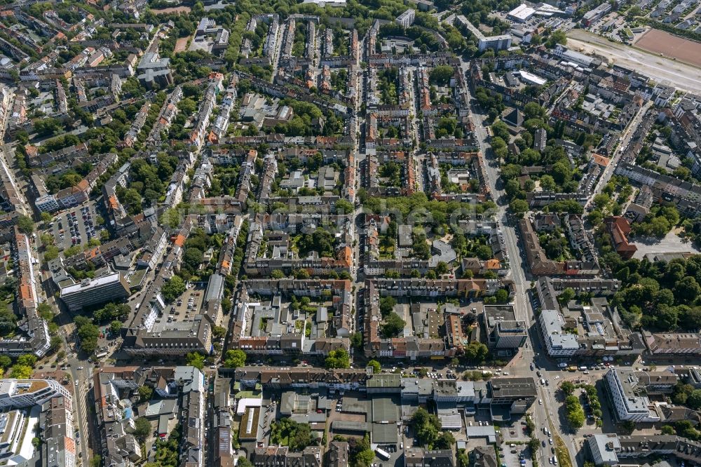 Luftbild Essen Rüttenscheid - Wohngebiet mit Blockrandbebauung im Stadtteil Rüttenscheid in Essen in Nordrhein-Westfalen