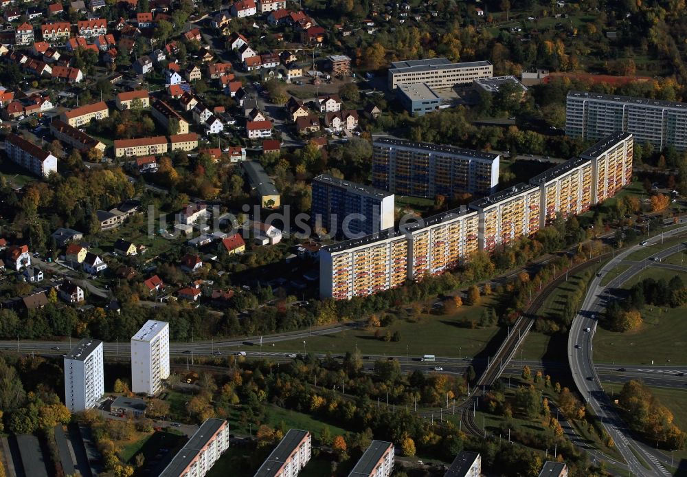 Luftbild Jena - Wohngebiet an der Bonhoefferstraße im Stadteil Lobeda von Jena in Thüringen