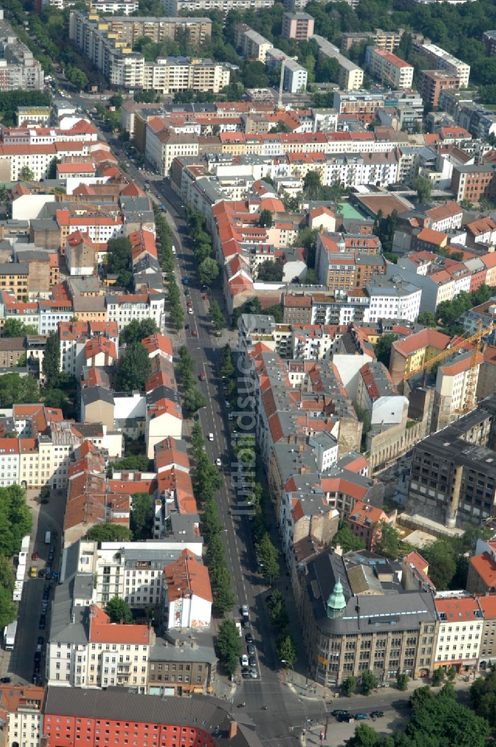 Berlin von oben - Wohngebiet an der Brunnenstraße in Berlin-Mitte