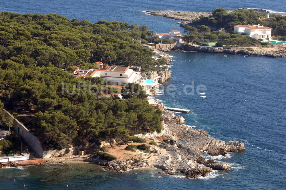 Antibes von oben - Wohngebiet am Cap d' Antibes im Stadtteil Juan-les-Pins von Antibes