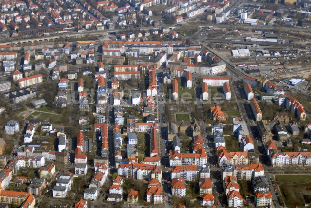 Leipzig aus der Vogelperspektive: Wohngebiet an der Ehrensteinstrasse in Leipzig Gohlis