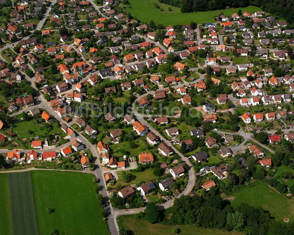 Alzenberg aus der Vogelperspektive: Wohngebiet einer Einfamilienhaus- Siedlung in Alzenberg im Bundesland Baden-Württemberg, Deutschland