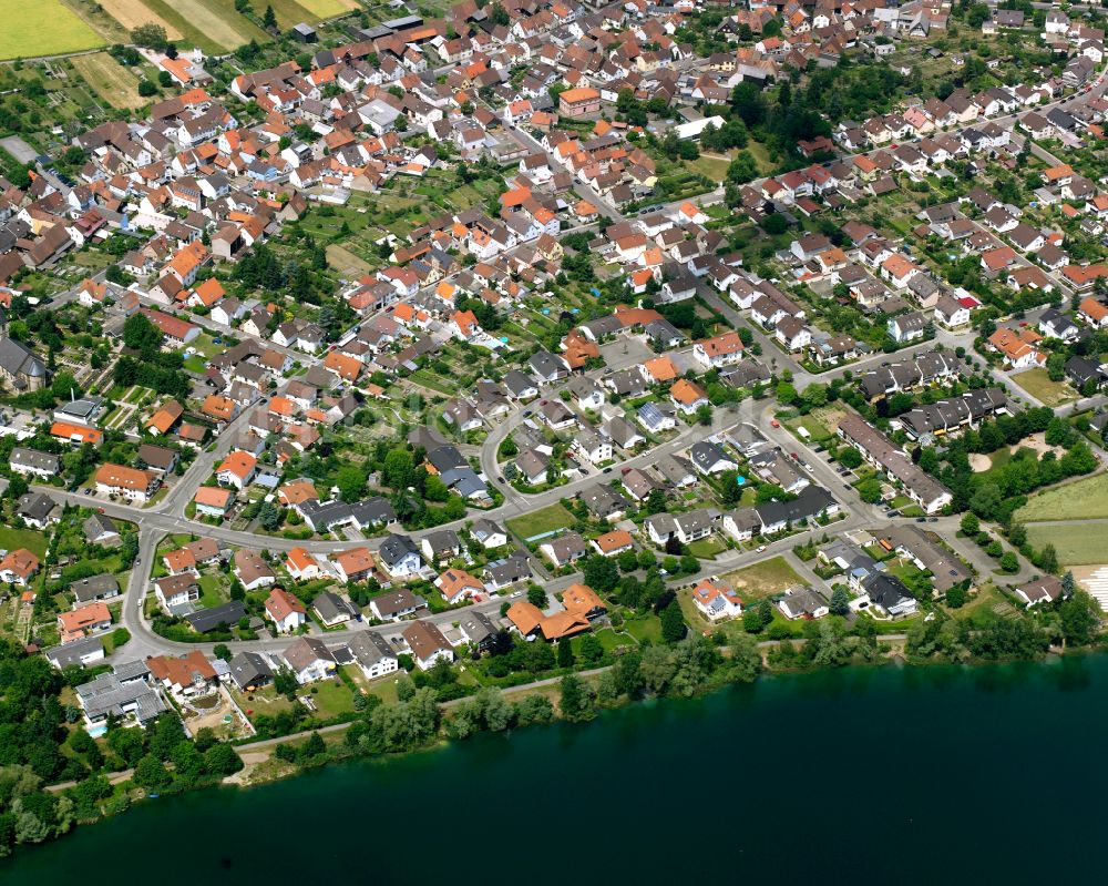 Büchenau von oben - Wohngebiet einer Einfamilienhaus- Siedlung in Büchenau im Bundesland Baden-Württemberg, Deutschland