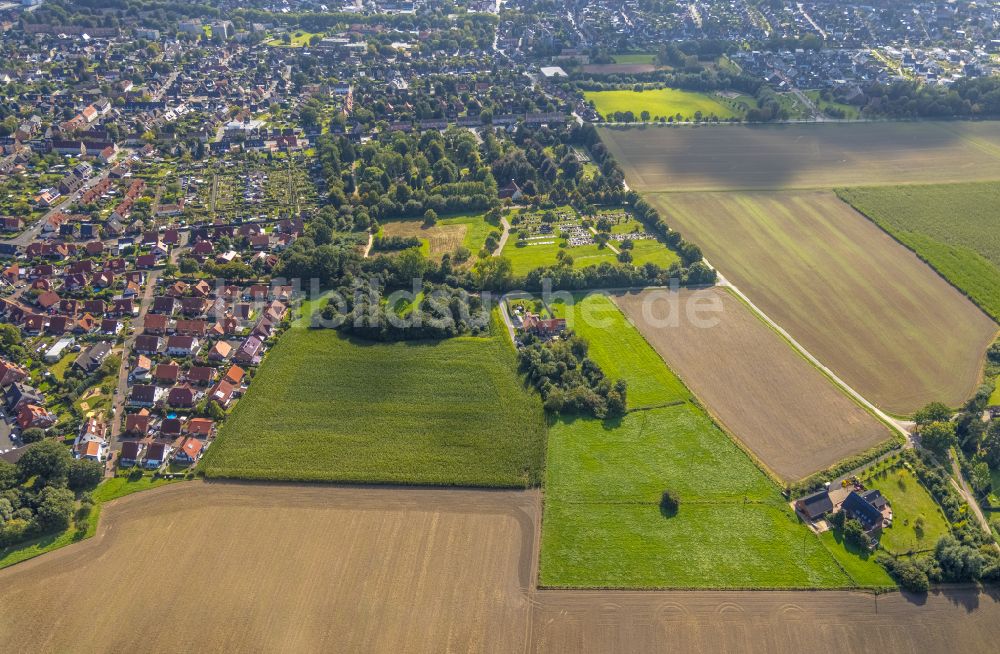 Luftaufnahme Bockum-Hövel - Wohngebiet einer Einfamilienhaus- Siedlung in Bockum-Hövel im Bundesland Nordrhein-Westfalen, Deutschland