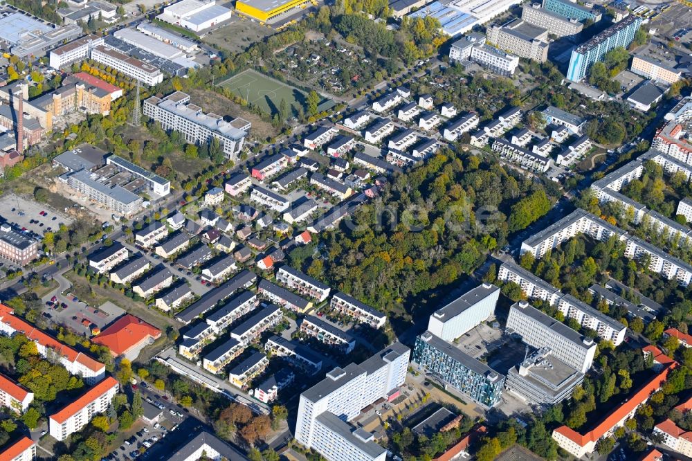 Berlin von oben - Wohngebiet einer Einfamilienhaus- Siedlung Bornitzstraße im Ortsteil Lichtenberg in Berlin, Deutschland