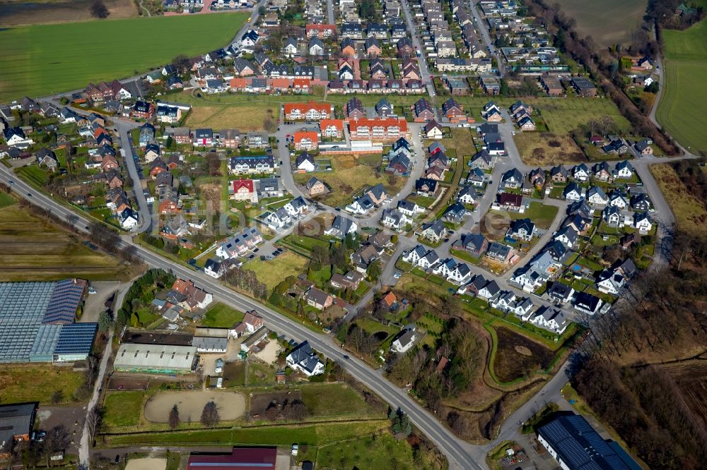 Bottrop aus der Vogelperspektive: Wohngebiet einer Einfamilienhaus- Siedlung in Bottrop im Bundesland Nordrhein-Westfalen