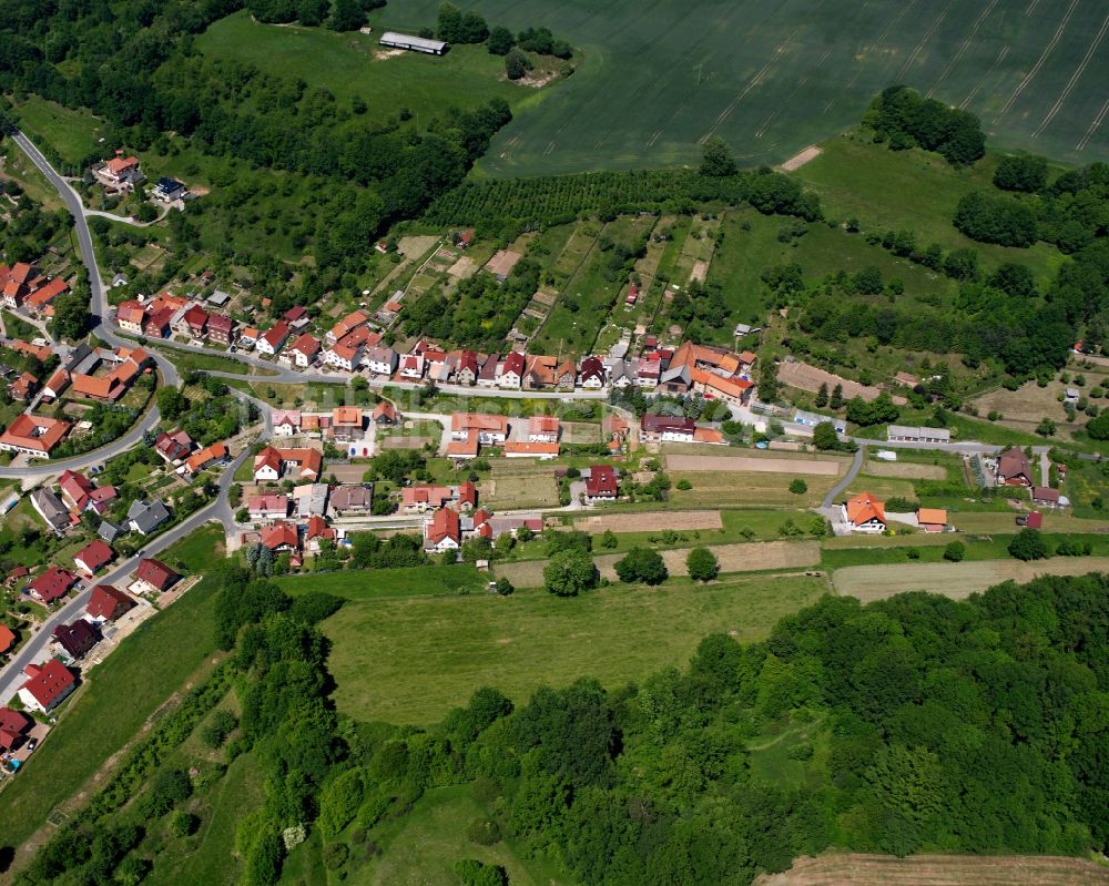 Luftaufnahme Brehme - Wohngebiet einer Einfamilienhaus- Siedlung in Brehme im Bundesland Thüringen, Deutschland