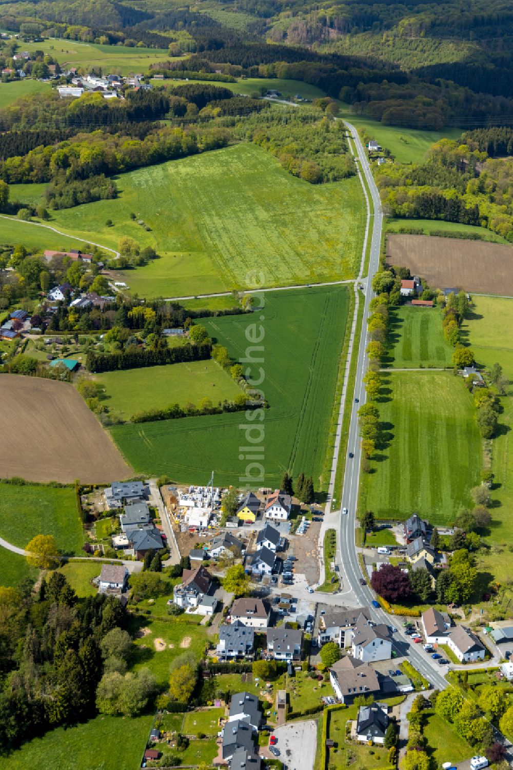 Luftaufnahme Delle - Wohngebiet einer Einfamilienhaus- Siedlung in Delle im Bundesland Nordrhein-Westfalen, Deutschland