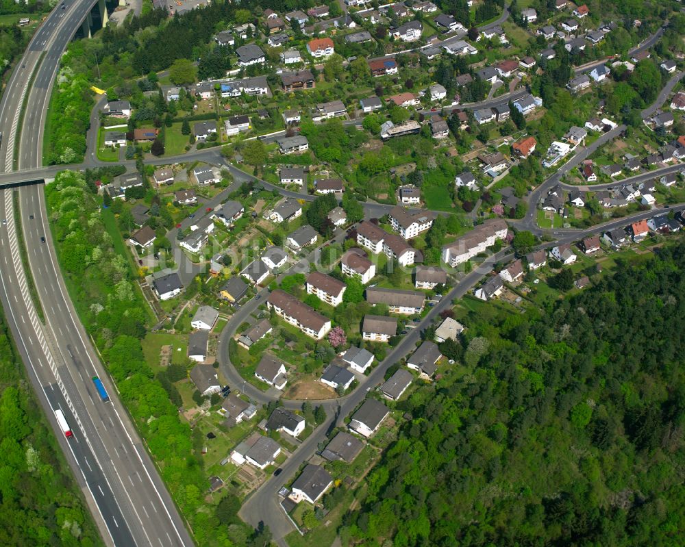 Luftbild Dillenburg - Wohngebiet einer Einfamilienhaus- Siedlung in Dillenburg im Bundesland Hessen, Deutschland