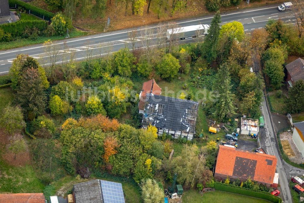 Luftaufnahme Bönen - Wohngebiet einer Einfamilienhaus- Siedlung entlang der Hammer Straße in Bönen im Bundesland Nordrhein-Westfalen, Deutschland