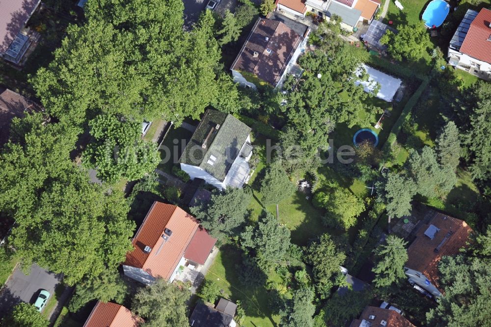 Berlin von oben - Wohngebiet einer Einfamilienhaus- Siedlung entlang der Platanenstraße im Ortsteil Niederschönhausen in Berlin, Deutschland