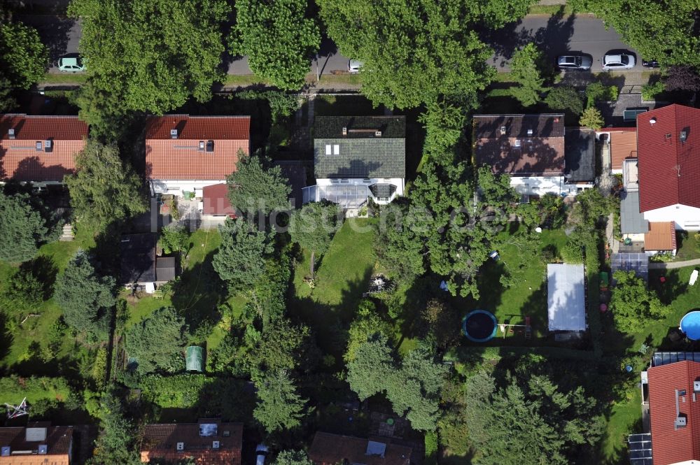 Berlin von oben - Wohngebiet einer Einfamilienhaus- Siedlung entlang der Platanenstraße im Ortsteil Niederschönhausen in Berlin, Deutschland