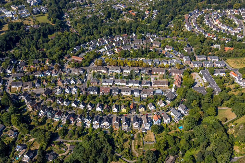 Luftaufnahme Essen - Wohngebiet einer Einfamilienhaus- Siedlung in Essen im Bundesland Nordrhein-Westfalen, Deutschland