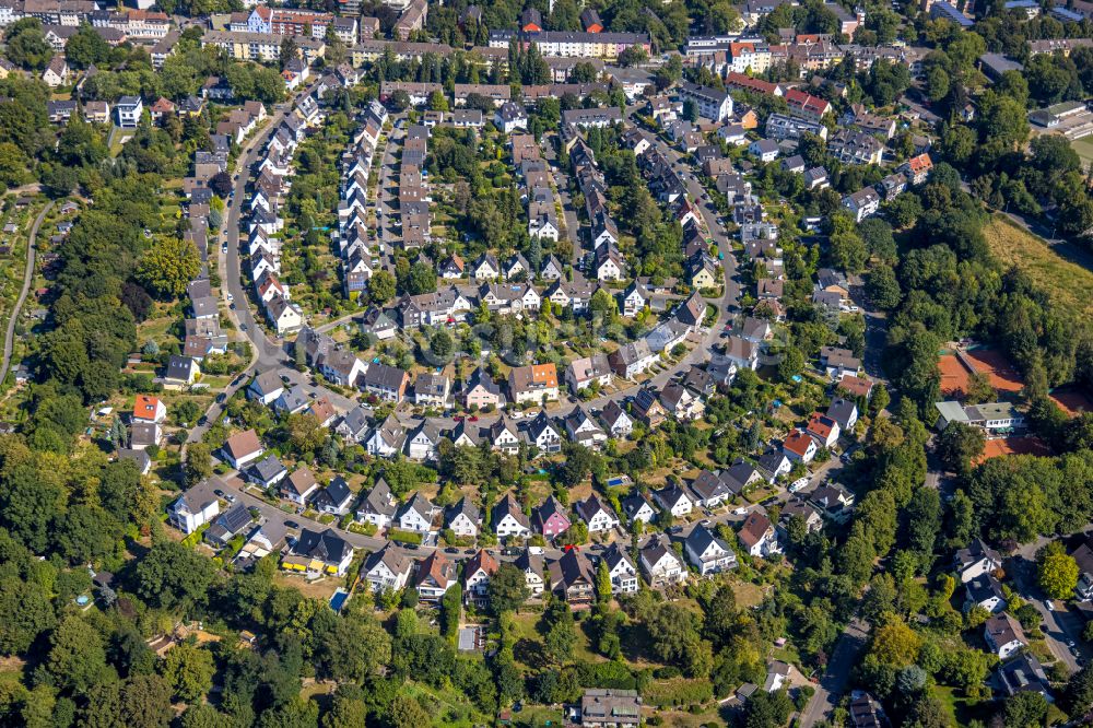 Luftbild Essen - Wohngebiet einer Einfamilienhaus- Siedlung in Essen im Bundesland Nordrhein-Westfalen, Deutschland