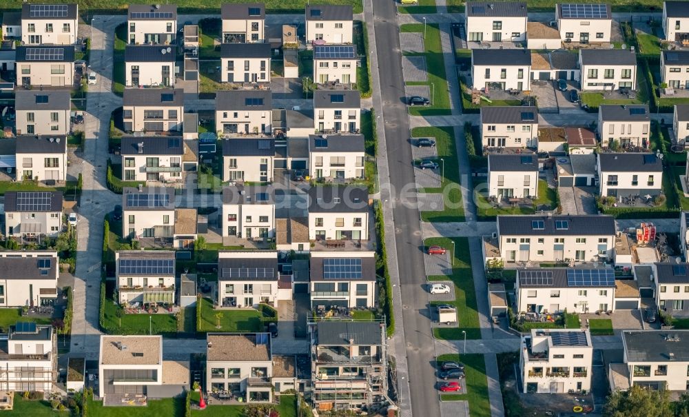 Gelsenkirchen aus der Vogelperspektive: Wohngebiet einer Einfamilienhaus- Siedlung Graf Bismarck am Stadler Weg - Karl-Arnold-Weg in Gelsenkirchen im Bundesland Nordrhein-Westfalen, Deutschland