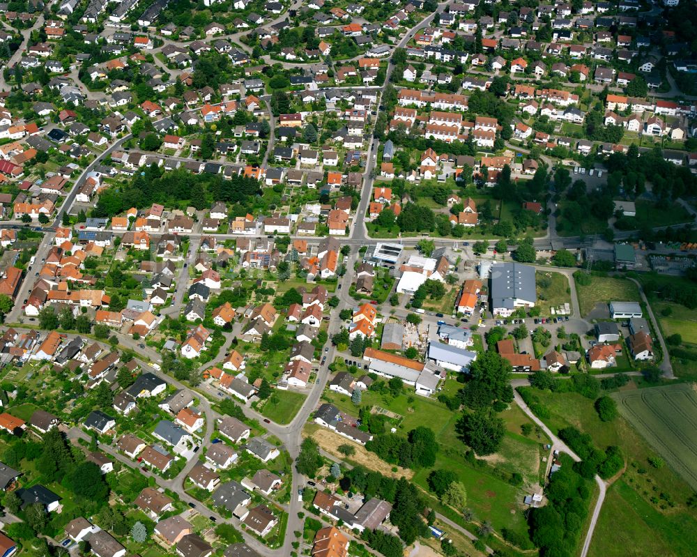 Grünwettersbach von oben - Wohngebiet einer Einfamilienhaus- Siedlung in Grünwettersbach im Bundesland Baden-Württemberg, Deutschland