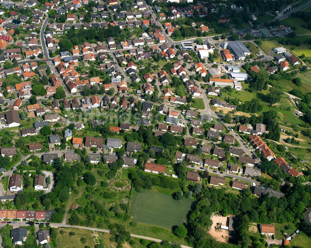 Grünwettersbach aus der Vogelperspektive: Wohngebiet einer Einfamilienhaus- Siedlung in Grünwettersbach im Bundesland Baden-Württemberg, Deutschland