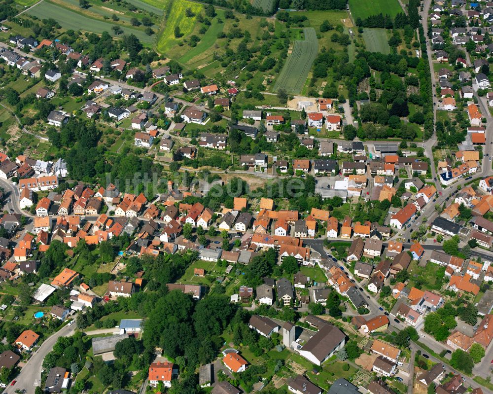 Grünwettersbach von oben - Wohngebiet einer Einfamilienhaus- Siedlung in Grünwettersbach im Bundesland Baden-Württemberg, Deutschland