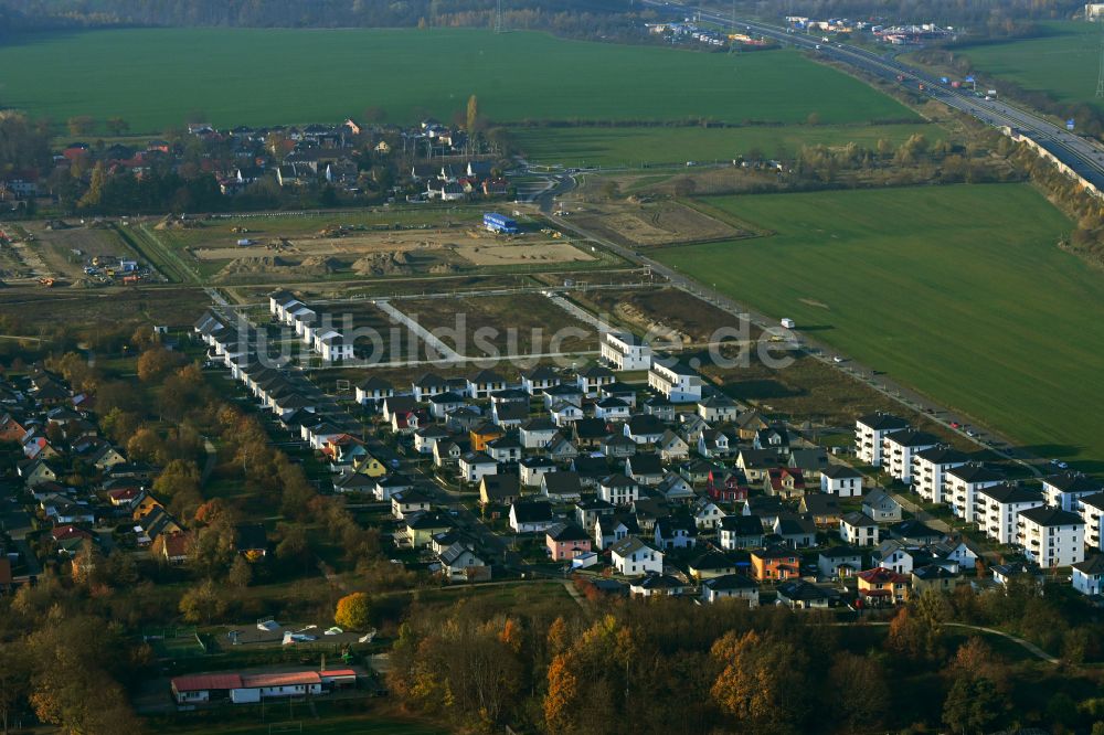 Neuenhagen von oben - Wohngebiet einer Einfamilienhaus- Siedlung am Gruscheweg in Neuenhagen im Bundesland Brandenburg, Deutschland