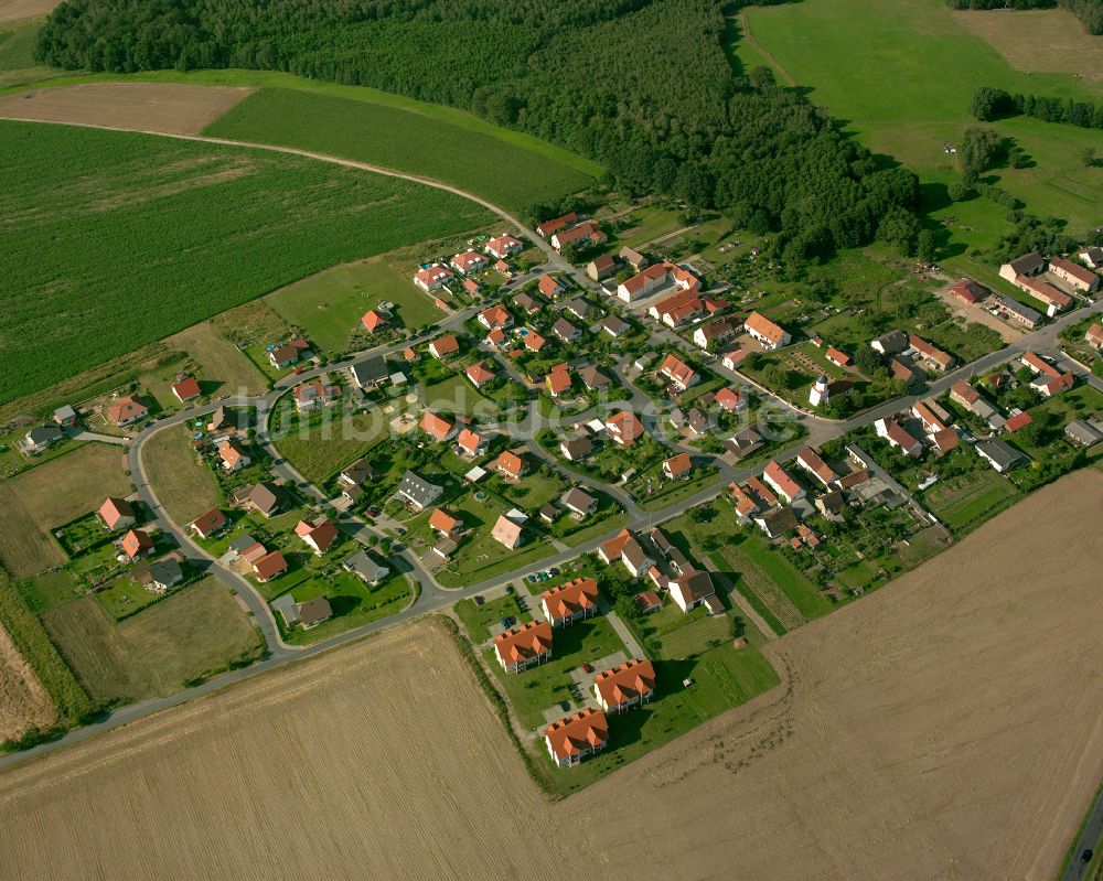 Görzig von oben - Wohngebiet einer Einfamilienhaus- Siedlung in Görzig im Bundesland Sachsen, Deutschland