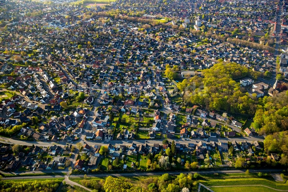 Hamm von oben - Wohngebiet einer Einfamilienhaus- Siedlung in Hamm im Bundesland Nordrhein-Westfalen